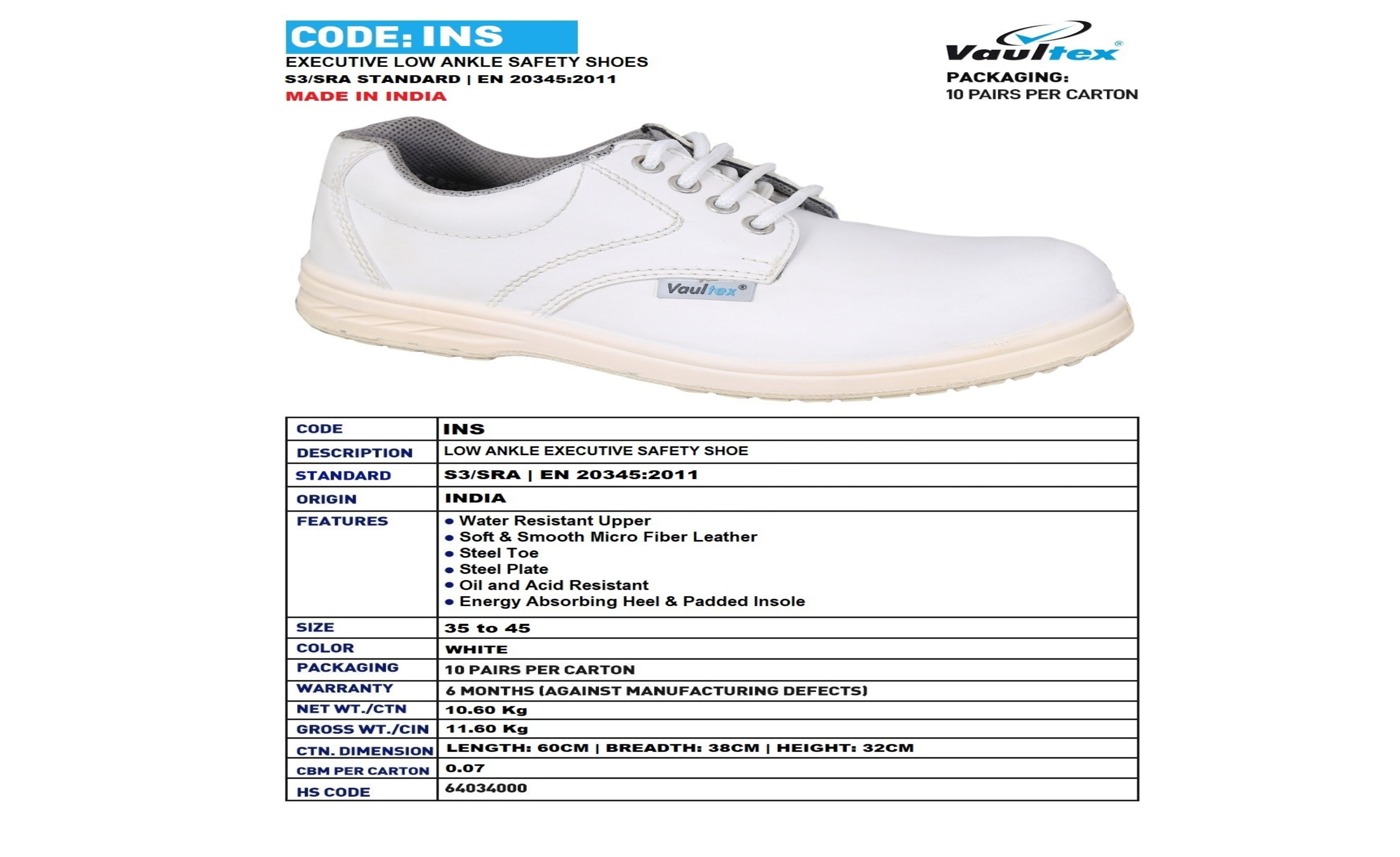 SAFETY SHOE WHITE COLOR